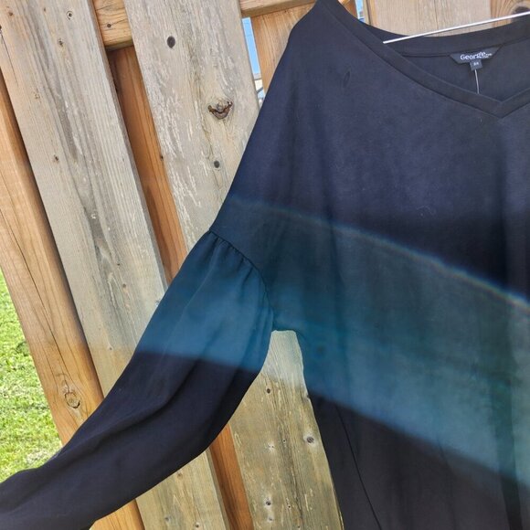 BEAUTIFUL V-Neck Black Dress Women's Size 3X Plus Size Long Balloon Sleeve BNWT - Picture 6 of 8